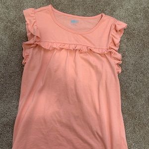 Coral ruffled tank top